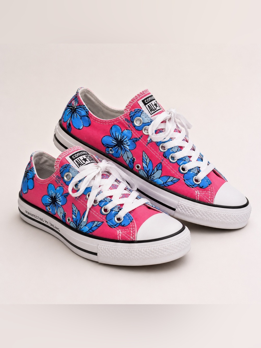 Converse Seasonal Pink Blue Floral Low Top Sneakers Men’s Size 8
